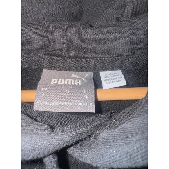 PUMA Black Hoodie Sweatshirt Men’s Large | Classic Logo Pullover - Picture 3 of 3